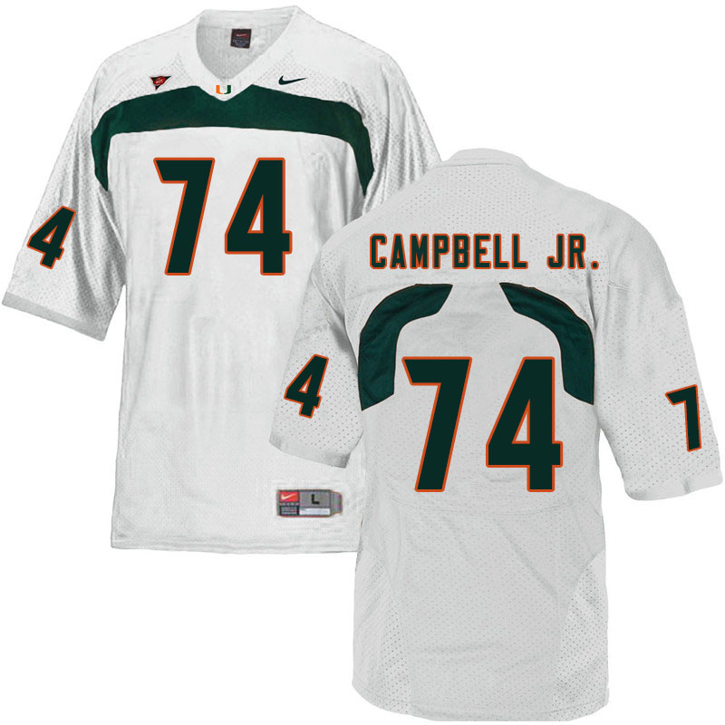 Nike Miami Hurricanes #74 John Campbell Jr. College Football Jerseys Sale-White - Click Image to Close